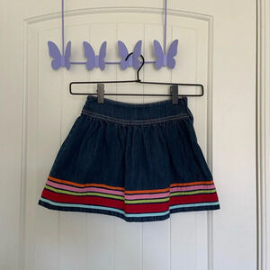 NWOT | Gymboree toddler‎ girl’s colorful striped denim skirt — size 4